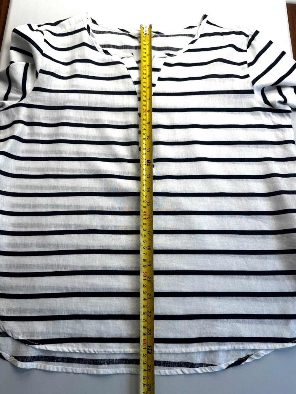 Hester & Orchard Women’s Linen Blend Striped Blouse Top Black White Size M - Picture 4 of 8